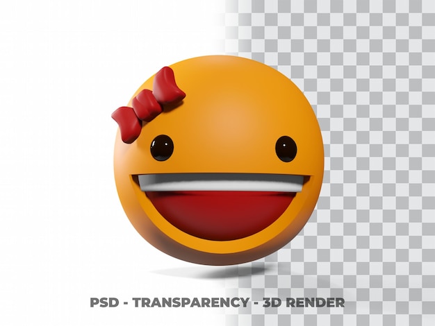 SMILE EMOTICON 3D WITH TRANSPARENCY BACKGROUND