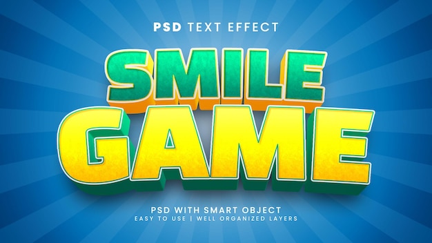 smile game editable text effect with cartoon and funny text style
