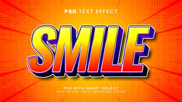 Smile happy funny 3d editable text effect style template