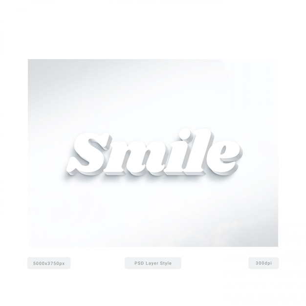 Smile white 3d text style effect