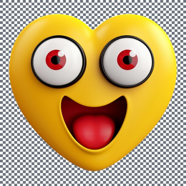 PSD smiley emoji ikona w kształcie serca emoticon z oczami i ustami ilustracja 3d