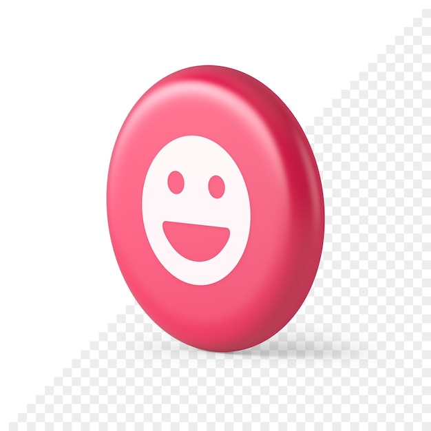 Smiley emoticon comic face emoji button laughing social network reaction happy 3d realistic icon