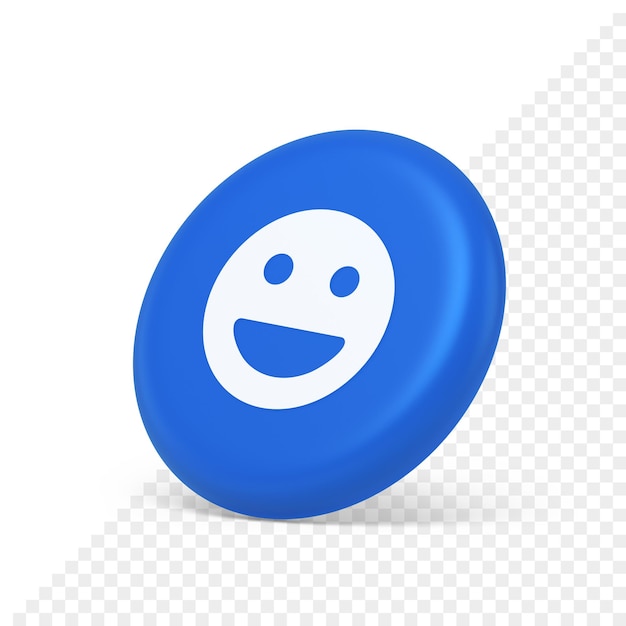 Smiley emoticon komisch gezicht emoji knop lachen sociaal netwerk reactie gelukkig 3d zijaanzicht icoon