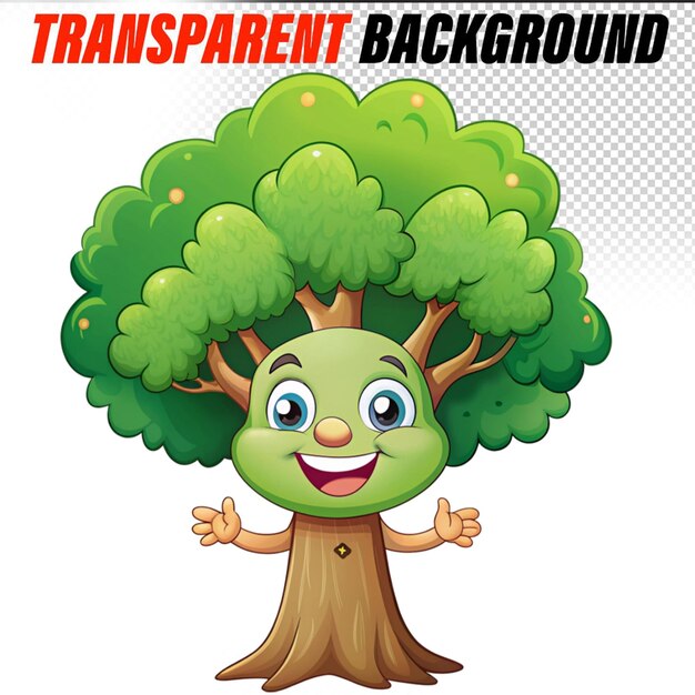 PSD smiley happy tree cartoon illustration