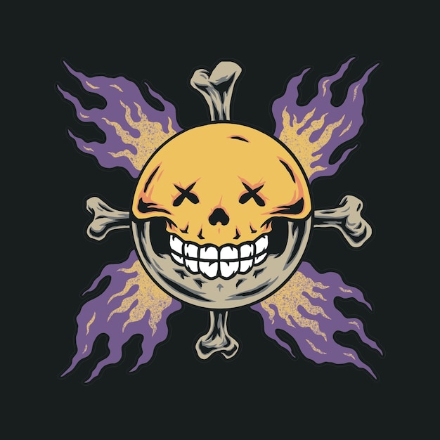 PSD smiley with fire and bones