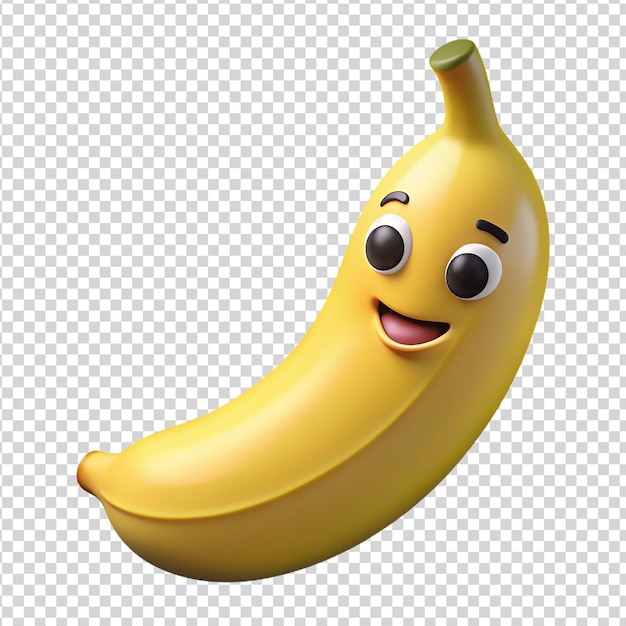PSD smiling 3d cartoon banana isolated on transparent background