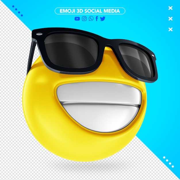 Smiling 3d emoji with black glasses