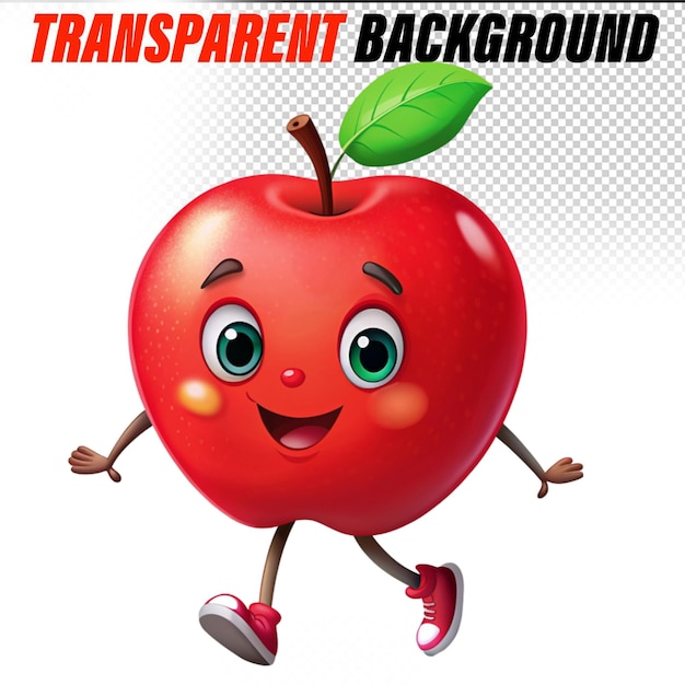 PSD smiling apple cartoon mascot character