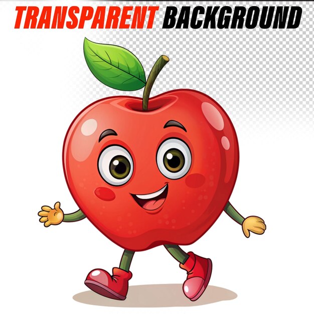 PSD smiling apple cartoon mascot character