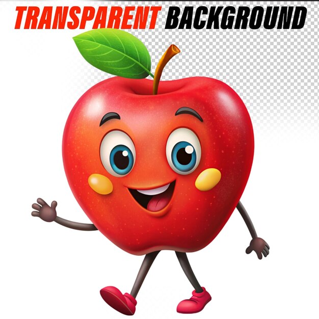 Smiling apple cartoon mascot character