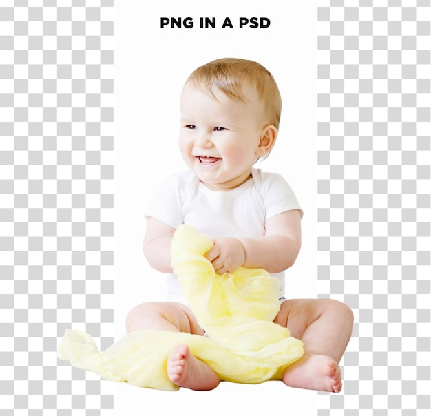 smiling baby playful and cheerful isolated on transparent background
