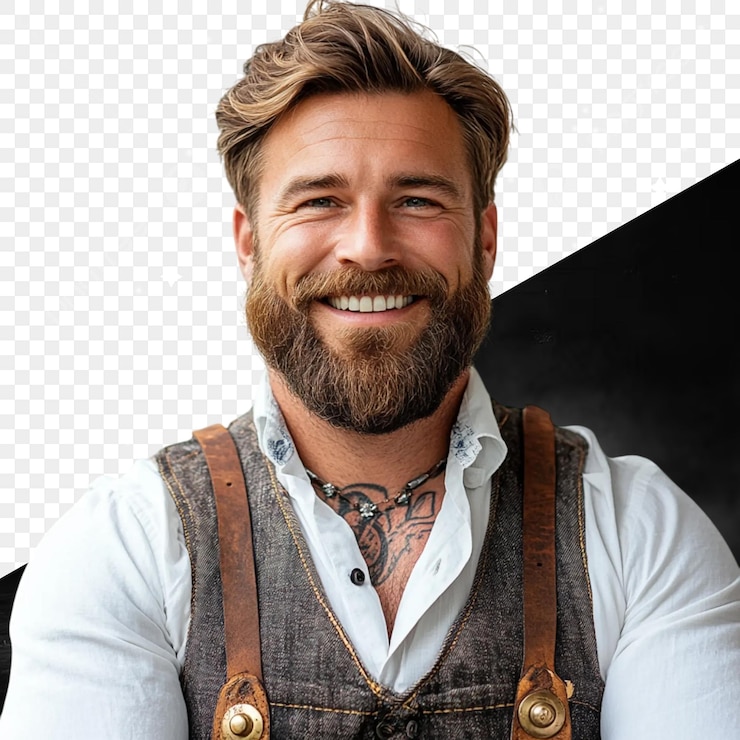PSD smiling bearded man