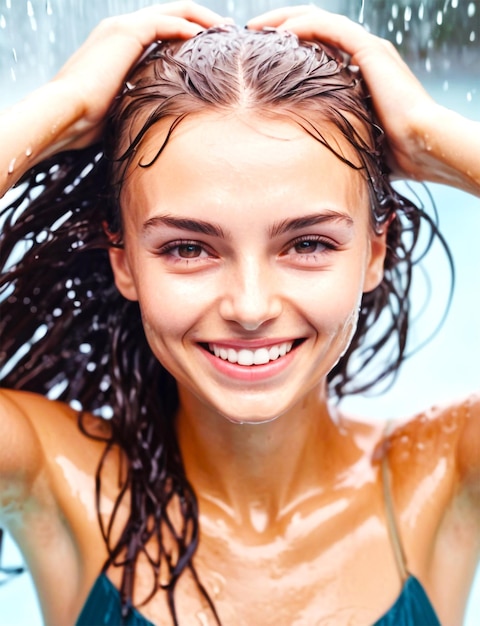 PSD smiling brunette girl posing with coat