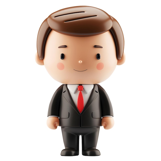 PSD smiling cartoon businessman with brown hair generative ai