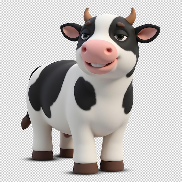 Улыбающаяся мультфильмная корова 3D-рендер