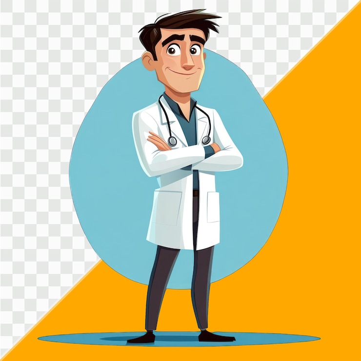 PSD smiling cartoon doctor