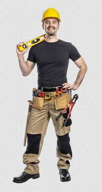 Smiling construction worker with tools