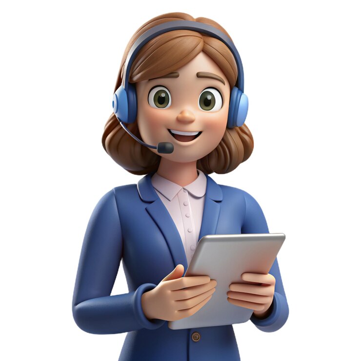 PSD smiling female call center 3d rendering
