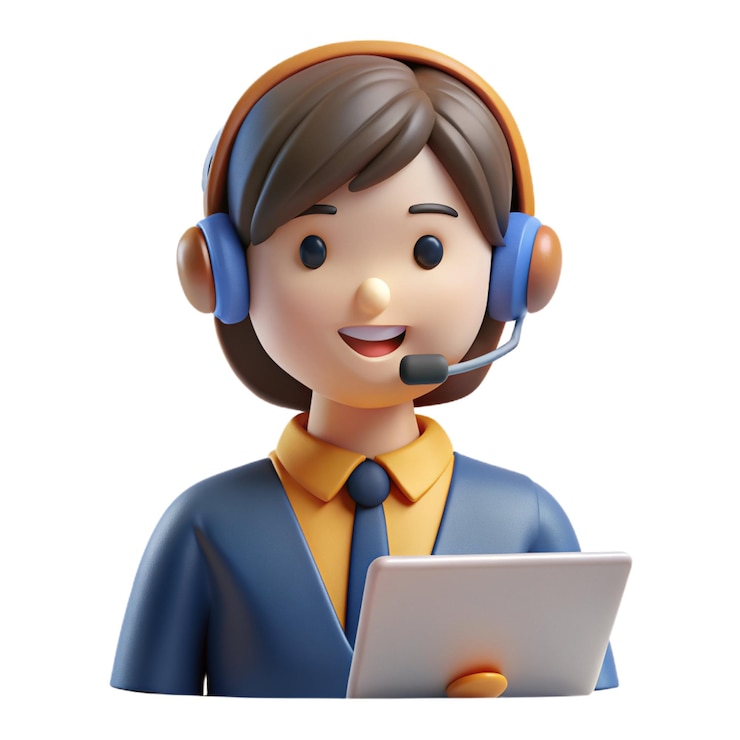 PSD smiling female call center 3d rendering