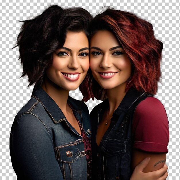 PSD smiling multiethnic lesbian couple posing the day of their wedding