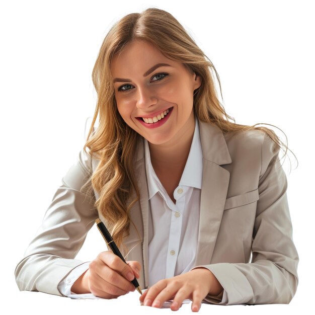 PSD smiling woman confident and cheerful with arms folded