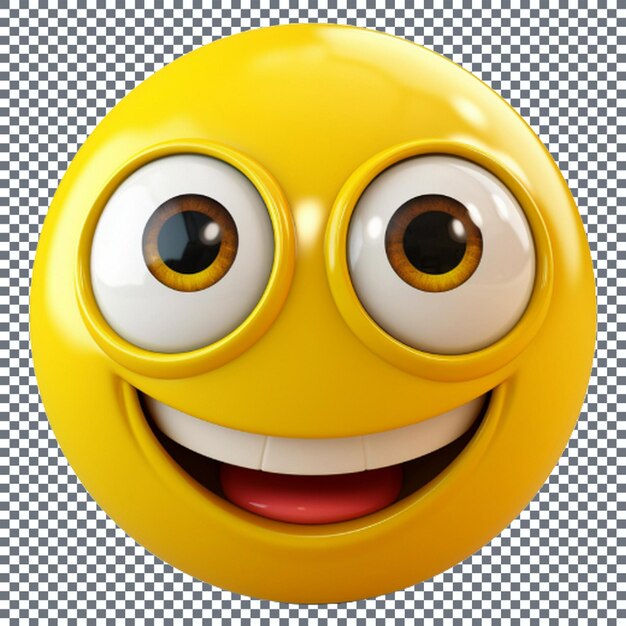 PSD iconica emoji gialla sorridente su sfondo trasparente illustrazione 3d