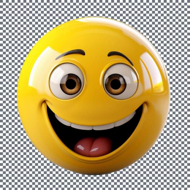 Smiling yellow emoji icon on transparent background 3d illustration