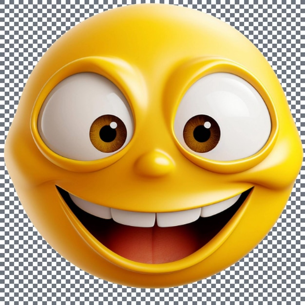 Улыбающаяся желтая икона с большими глазами, изолированная на прозрачном фоне