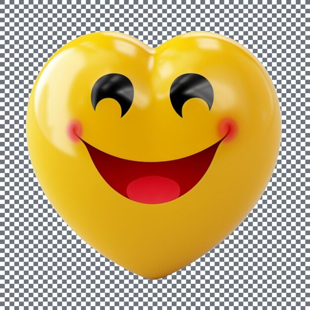 Smiling yellow emoticon with eyes and mouth isolated on transparent background