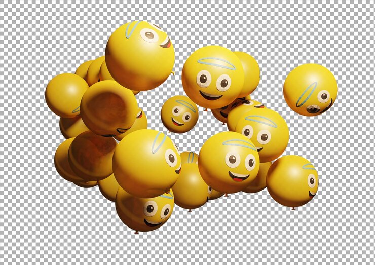 PSD ソーシャルメディア、ブランディング、広告宣伝に最適なスミリングバルーン絵文字または絵文字