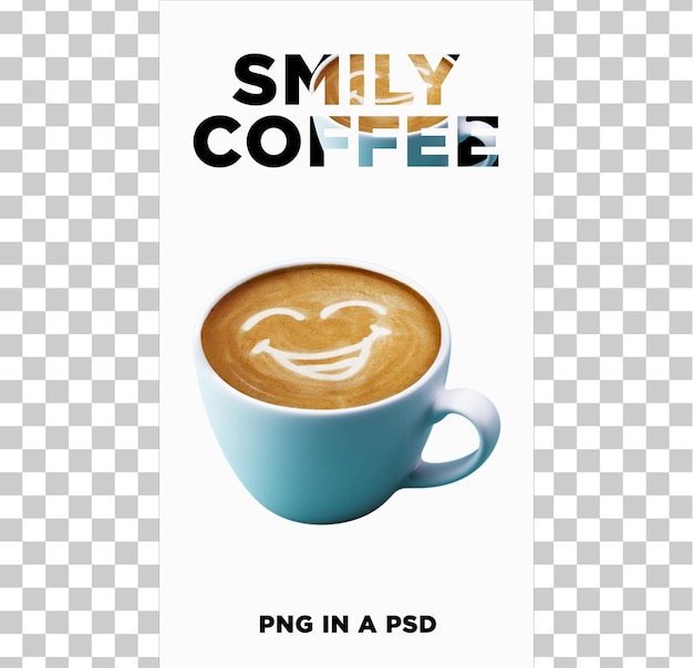 PSD smily coffee png in een psd