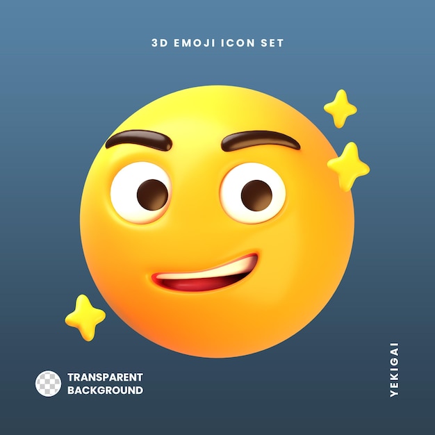 Smirking face 3d emoji illustrations pack