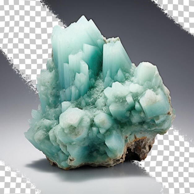 PSD smithsonite, un minerale di zinco inizialmente confuso con l'emimorfite prima di essere riconosciuto come minerali separati presentati su uno sfondo trasparente
