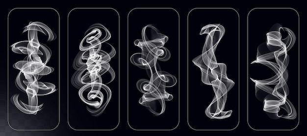PSD smoke collection isolated transparent background