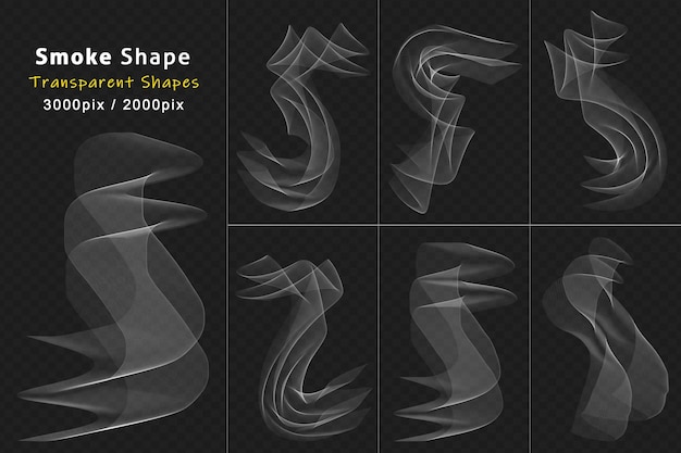 PSD smoke collection isolated transparent background