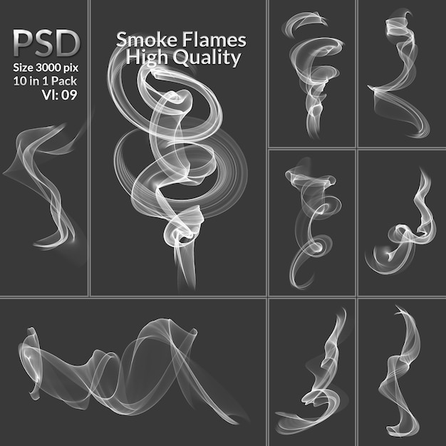 PSD smoke collection isolated transparent background