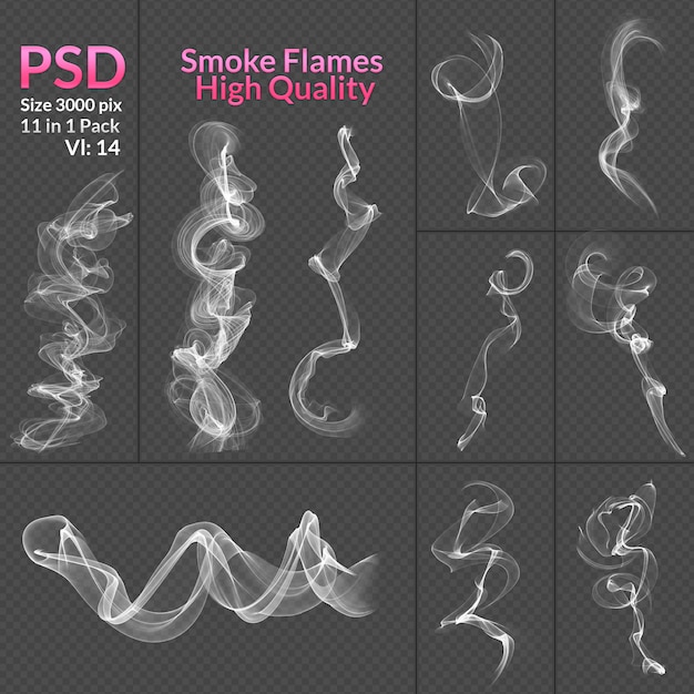 Smoke collection isolated transparent background