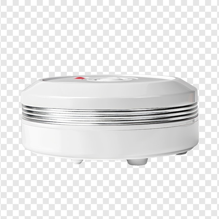 PSD smoke detector side view full length isolate on transparency background
