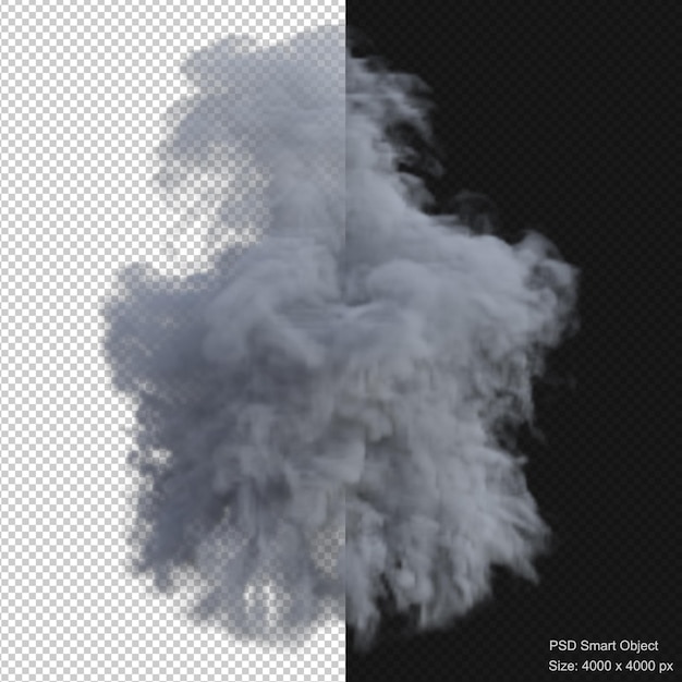 Rendering 3d isolato di esplosione di fumo