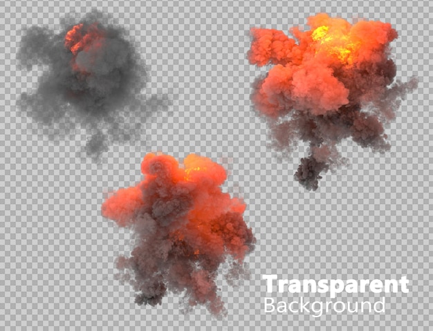 透明な背景での煙の爆発