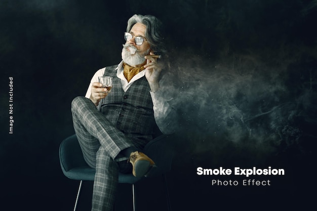 PSD smoke explosion photo effect template