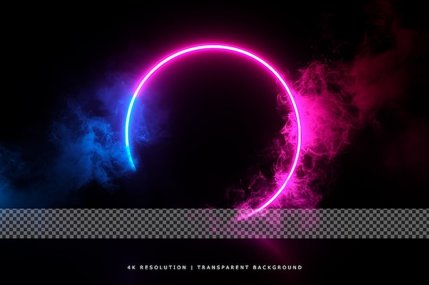 Smoke in glowing circle on transparent background