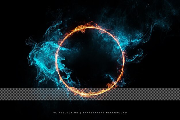 Smoke in glowing circle on transparent background