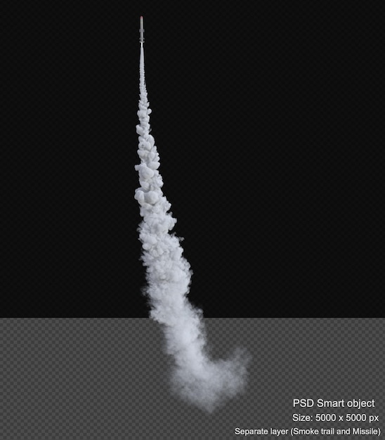 Smoke trails for missile 3d render