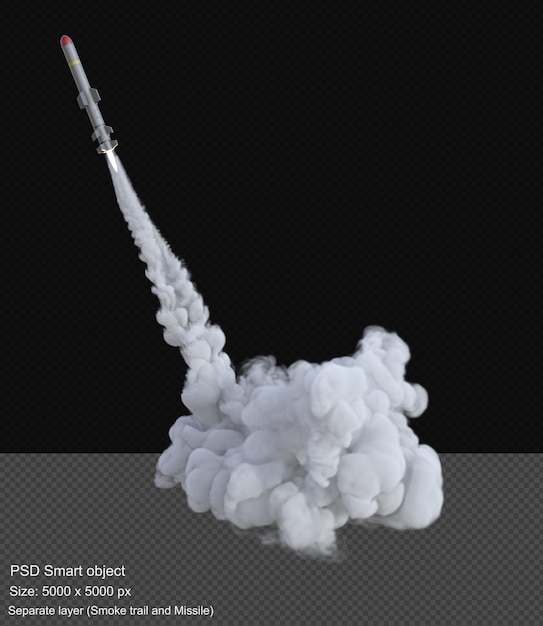 Smoke trails for missile 3d render