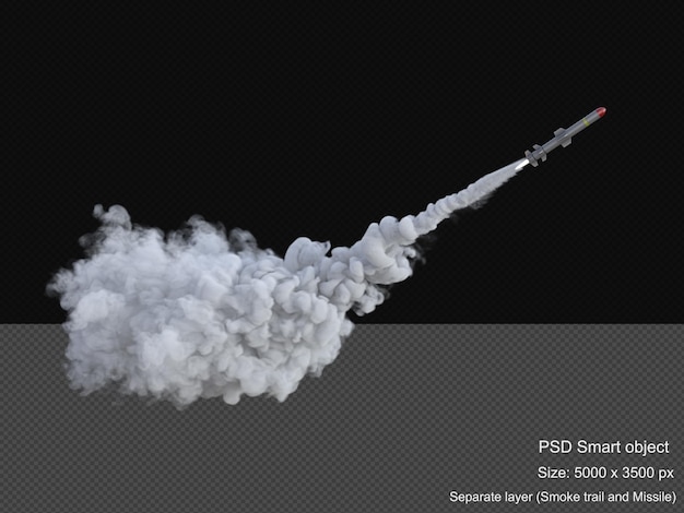 Smoke trails for missile 3d render