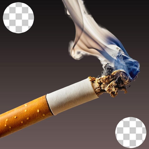 PSD smoldering cigarette on a transparent background