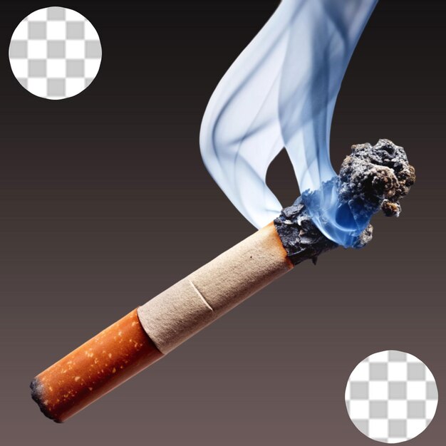 PSD smoldering cigarette on a transparent background