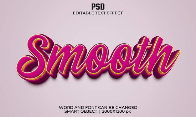 Smooth 3d editable text effect premium psd with background