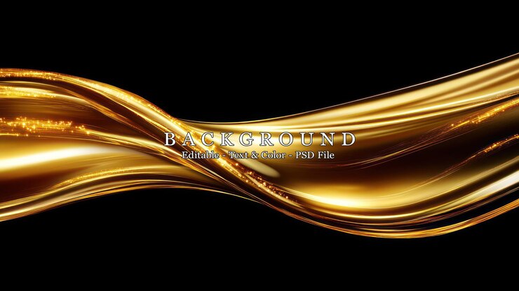 PSD a smooth flowing golden wave against a black background evoking elegance and luxury